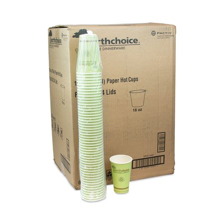 Pactiv EarthChoice Hot Cups, 16 oz, Green, PK1000 DPHC16EC